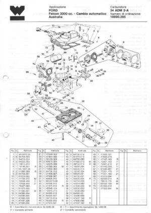WEBER CARBURETTOR 34 ADM 3-A FORD FALCON 3300 cc. AUTOMATIC AUSTRALIA diagram