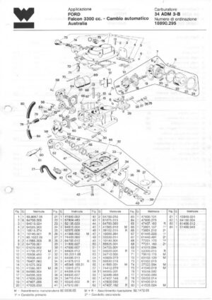 WEBER CARBURETTOR 34 ADM 3-B FORD FALCON 3300 cc. AUTOMATIC AUSTRALIA diagram