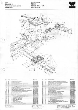 WEBER CARBURETTOR 34 ADM 3 FORD FALCON 3.3 L - CA AUSTRALIA diagram