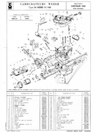 WEBER CARBURETTOR 34 ADSD 11/100 CHRYSLER 1800 MANUAL diagram