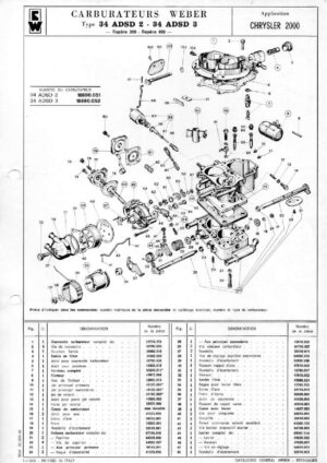 WEBER CARBURETTOR 34 ADSD 2/3 CHRYSLER 2000 diagram