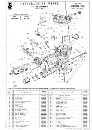 WEBER CARBURETTOR 34 ADSD 5 CHRYSLER 2000 AUTOMATIC diagram