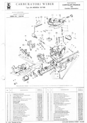 WEBER CARBURETTOR 34 ADSDA 12/100 CHRYSLER FRANCE 180 AUTOMATIC diagram