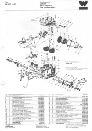 WEBER CARBURETTOR 34 DAT 1/151 LANCIA BETA 1600 CA diagram