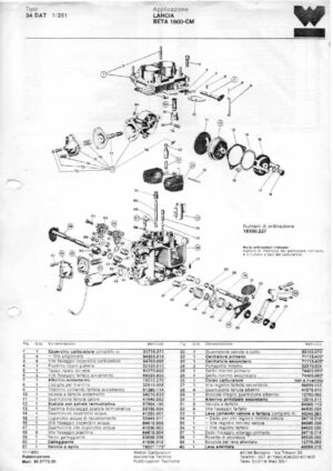 WEBER CARBURETTOR 34 DAT 1/251 LANCIA BETA 1600 CM diagram