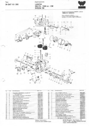WEBER CARBURETTOR 34 DAT 10/200 LANCIA DELTA 1500 CC CM SWEDEN '80 diagram