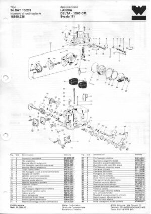 WEBER CARBURETTOR 34 DAT 10/201 LANCIA DELTA 1500 CM SWEDEN '81 diagram