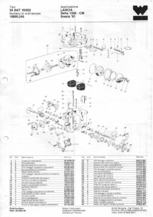 WEBER CARBURETTOR 34 DAT 10/202 LANCIA DELTA 1500 CM SWEDEN '81 diagram