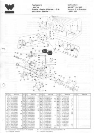 WEBER CARBURETTOR 34 DAT 10/300 LANCIA DELTA 1500 CC CA SWEDEN diagram