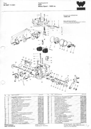 WEBER CARBURETTOR 34 DAT 11/251 FIAT RITMO SPORT 1600 CC diagram