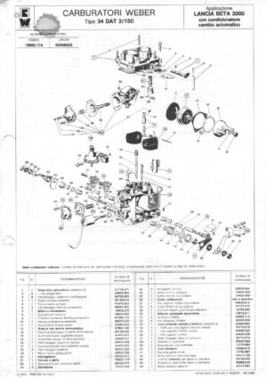 WEBER CARBURETTOR 34 DAT 2/150 LANCIA BETA 2000 AUTOMATIC diagram