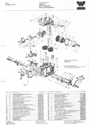 WEBER CARBURETTOR 34 DAT 2/151 LANCIA BETA 2000 AUTOMATIC diagram