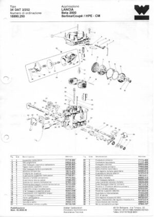 WEBER CARBURETTOR 34 DAT 2/252 LANCIA BETA 2000 BERLNA/COUPE/HPE CM diagram