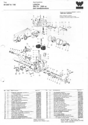 WEBER CARBURETTOR 34 DAT 8/150 LANCIA DELTA 1500 CC diagram