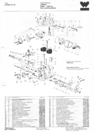 WEBER CARBURETTOR 34 DAT 8/151 LANCIA DELTA 1500 CC diagram