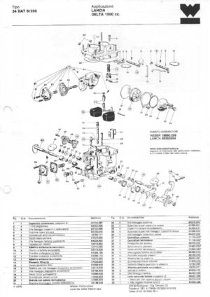 WEBER CARBURETTOR 34 DAT 8/250 LANCIA DELTA 1500 CC diagram