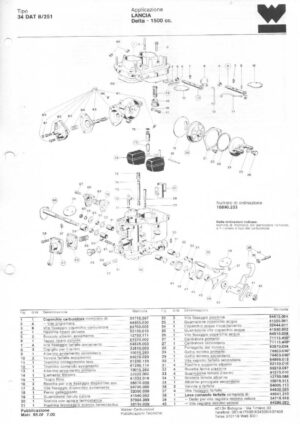 WEBER CARBURETTOR 34 DAT 8/251 LANCIA DELTA 1500 CC diagram