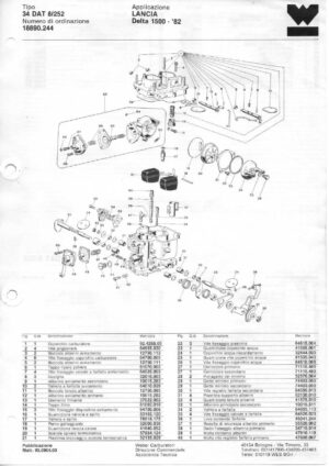 WEBER CARBURETTOR 34 DAT 8/252 LANCIA DELTA 1500 '82 diagram