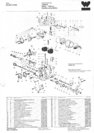 WEBER CARBURETTOR 34 DAT 8/300 LANCIA DELTA 1500 CC AUTOMATIC diagram