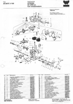 WEBER CARBURETTOR 34 DATC 1/100 CITROEN CX 2400 CC diagram