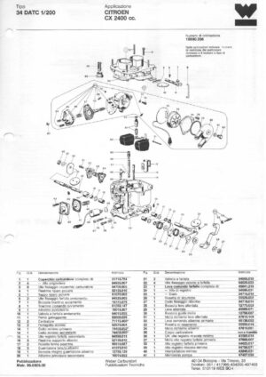 WEBER CARBURETTOR 34 DATC 1/200 CITROEN CX 2400 CC diagram