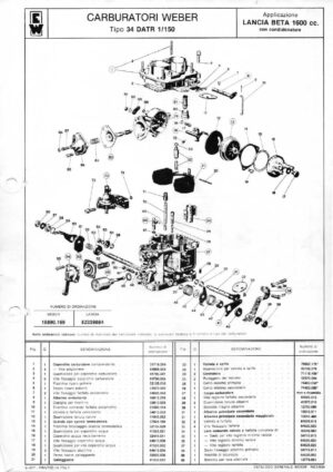WEBER CARBURETTOR 34 DATR 1/150 LANCIA BETA 1600 CC diagram