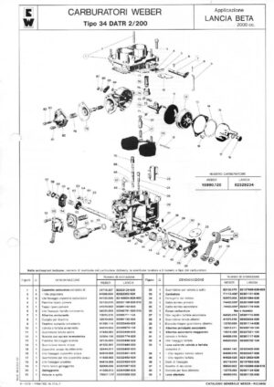 WEBER CARBURETTOR 34 DATR 2/200 LANCIA BETA 2000 CC diagram