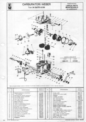WEBER CARBURETTOR 34 DATR 4/150 LANCIA BETA MONTECARLO diagram