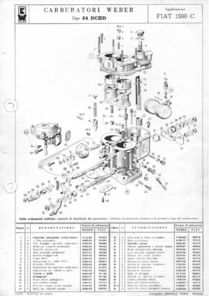 WEBER CARBURETTOR 34 DCHD FIAT 1500 C diagram