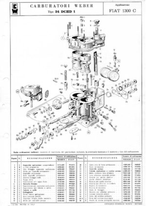 WEBER CARBURETTOR 34 DCHD 1 FIAT 1300 C diagram
