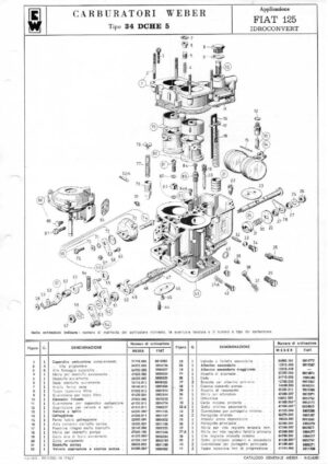 WEBER CARBURETTOR 34 DCHE 5 FIAT 125 HYDRAULIC diagram