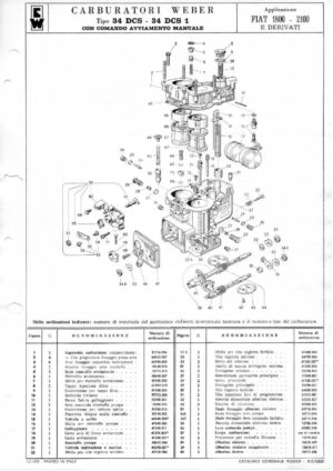 WEBER CARBURETTOR 34 DCS/DCS 1 FIAT 1800-2100 MT diagram
