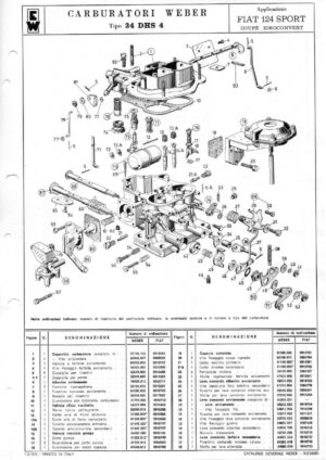 WEBER CARBURETTOR 34 DHS 4 FIAT 124 SPORT COUPE HYDRAULIC diagram