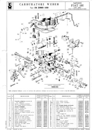 WEBER CARBURETTOR 34 DMS/100 FIAT 132 1600-1800 diagram