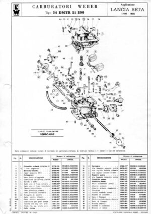 WEBER CARBURETTOR 34 DMTR 21/200 LANCIA BETA 1600-1800 diagram