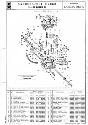 WEBER CARBURETTOR 34 DMTR 21 LANCIA BETA diagram