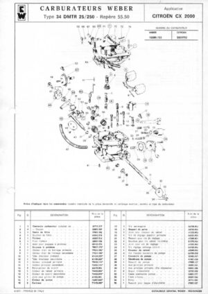WEBER CARBURETTOR 34 DMTR 28/100 CITROEN CX 2200 diagram