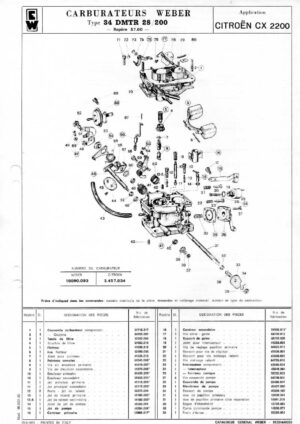 WEBER CARBURETTOR 43 DMTR 28/200 CITROEN CX 2200 diagram