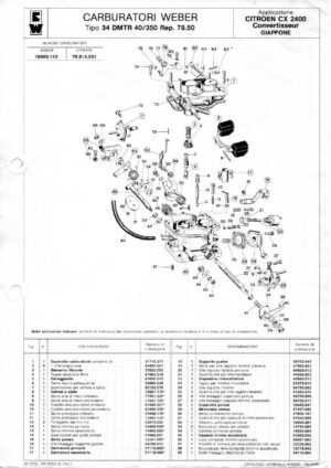 WEBER CARBURETTOR 34 DMTR 40/350 CITROEN CX 2400 JAPAN diagram
