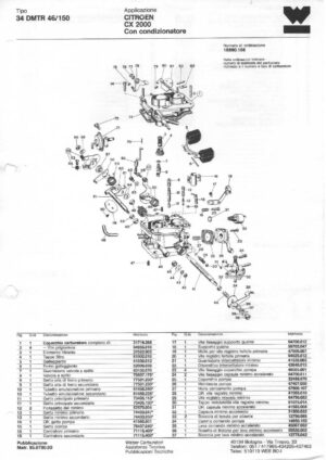 WEBER CARBURETTOR 34 DMTR 46/150 CITROEN CX 2000 diagram