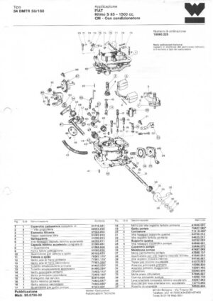 WEBER CARBURETTOR 34 DMTR 53/150 FIAT RITMO S 85-1500 CC MT diagram
