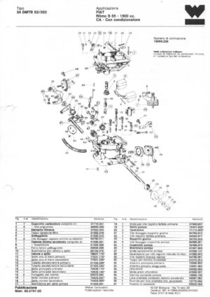 WEBER CARBURETTOR 34 DMTR 53/350 FIAT RITMO S 85-1500 CC AT diagram