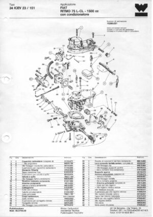 WEBER CARBURETTOR 34 ICEV 23/151 FIAT RITMO 75 L-CL 1500 CC diagram