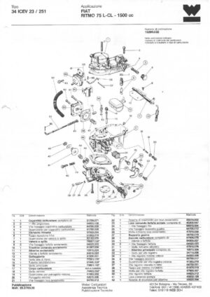 WEBER CARBURETTOR 34 ICEV 23/251 FIAT RITMO 75 L-CL 1500 CC diagram