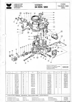 WEBER CARBURETTOR 34 ICH/250 FORD TAUNUS 1300 OHC diagram