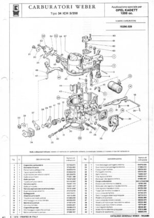 WEBER CARBURETTOR 34 ICH 3/250 OPEL KADETT 1200 CC diagram
