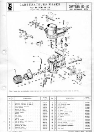 WEBER CARBURETTOR 34 ICR 14-15 CHRYSLER 160-180 MANUAL SWEDEN diagram