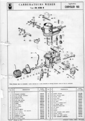 WEBER CARBURETTOR 34 ICR 8 CHRYSLER 160 diagram
