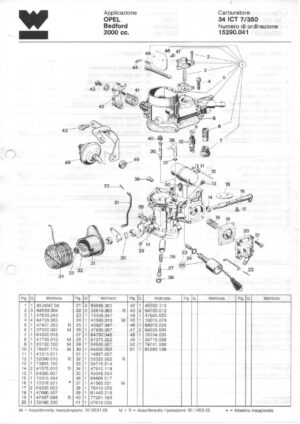 WEBER CARBURETTOR 34 ICT 7/350 OPEL BEDFORD 2000 CC diagram