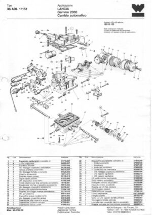 WEBER CARBURETTOR 36 ADL 1/151 LANCIA GAMMA 2000 AT diagram